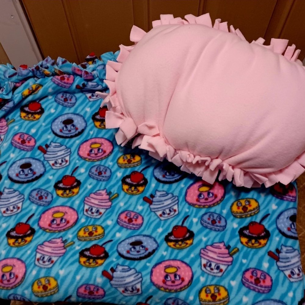 Adorable Handmade 2 piece "Ice Cream/Cupcake"  Blanket
